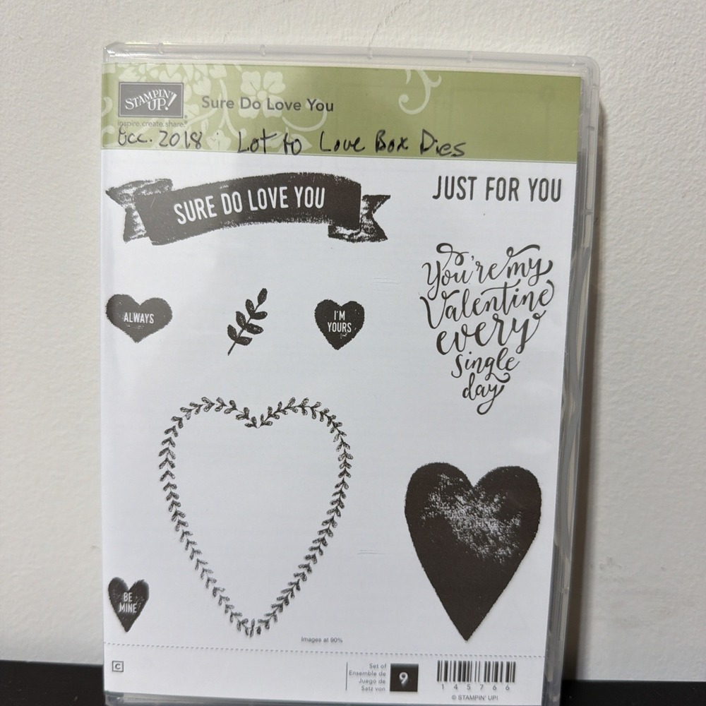 Stampin' Up! Sure Do Love You Cling Rubber Stamp Set Love & Hearts 145766